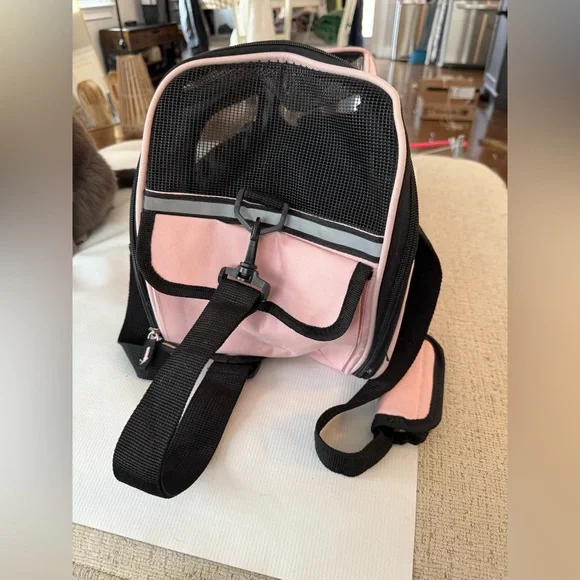 Pink Collapsible Pet Carrier 4 Cats w pockets and mesh vents removable cushion - Picture 4 of 13